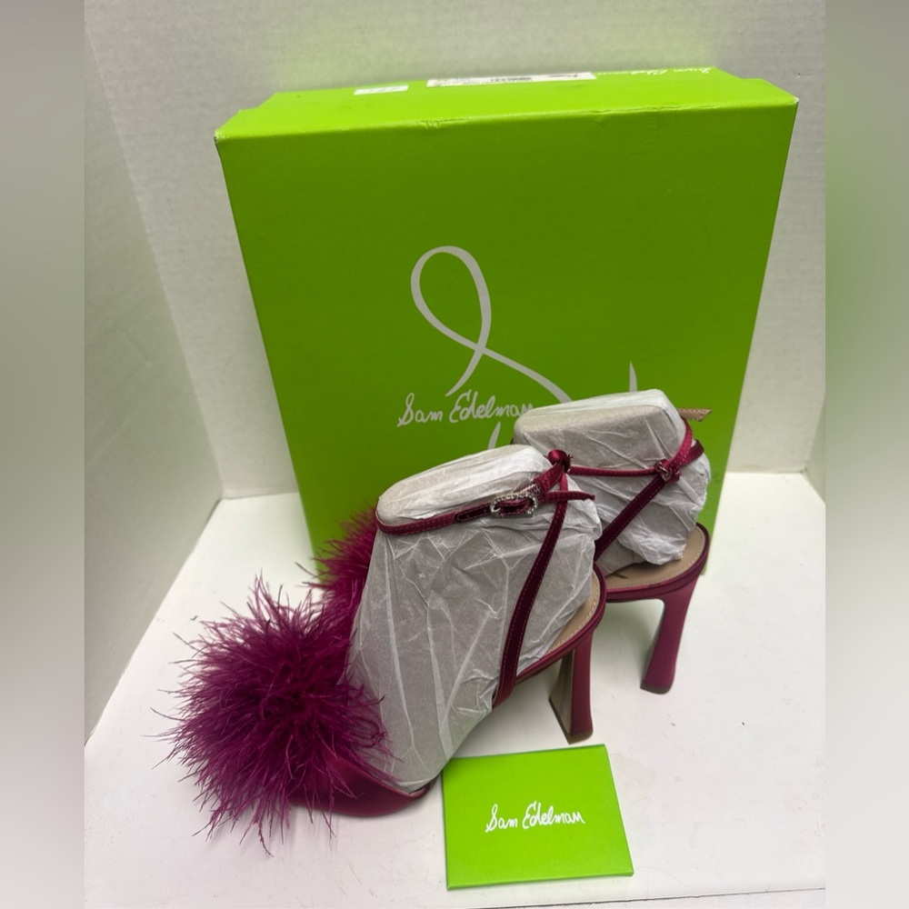 Sam Edelman Leon Ankle Strap High Heel Sandals In Raspberry Satin Sz 9.5 US New